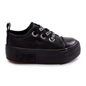 Baskets en cuir pour enfants Big Star KK374059 Noir le noir