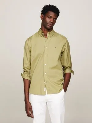 Chemise coupe standard en popeline TH Flex | Vert | Tommy Hilfiger