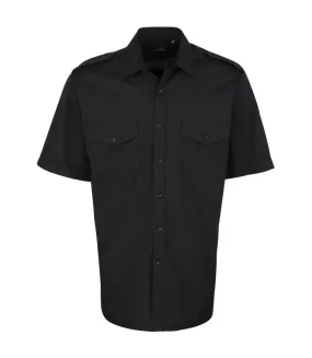 Chemise de pilote à manches courtes homme noir Premier