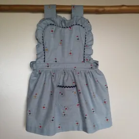 Ensemble robe bleue ciel, béguin et culotte bouffante, cadeau naissance 6 -9 mois