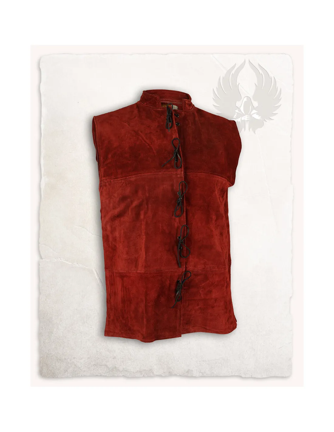 Gilet Laertes Renaissance en daim bordeaux ⚔️ Boutique Épées