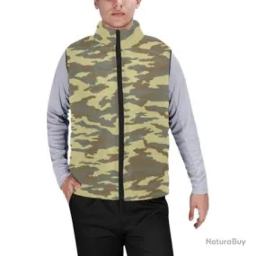 Gilet matelassé doudoune sans manches avec col montant camouflage russe arbuz flora arid