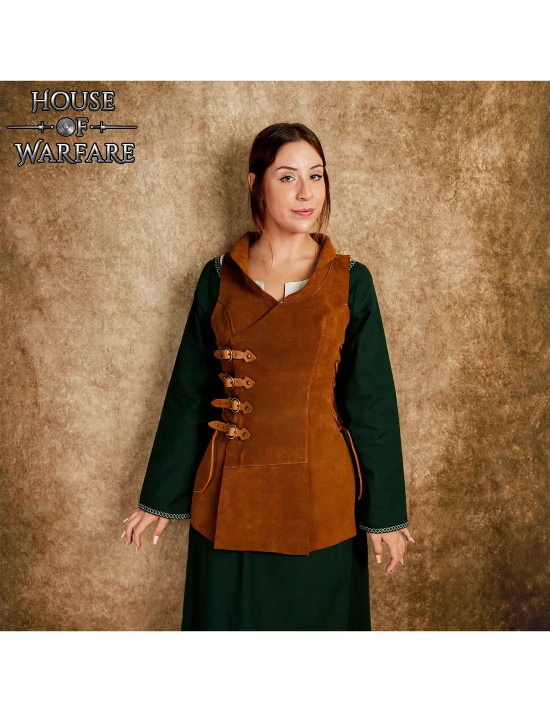 Gilet médiéval Princesse aventurière en marron ⚔️ Boutique Épées