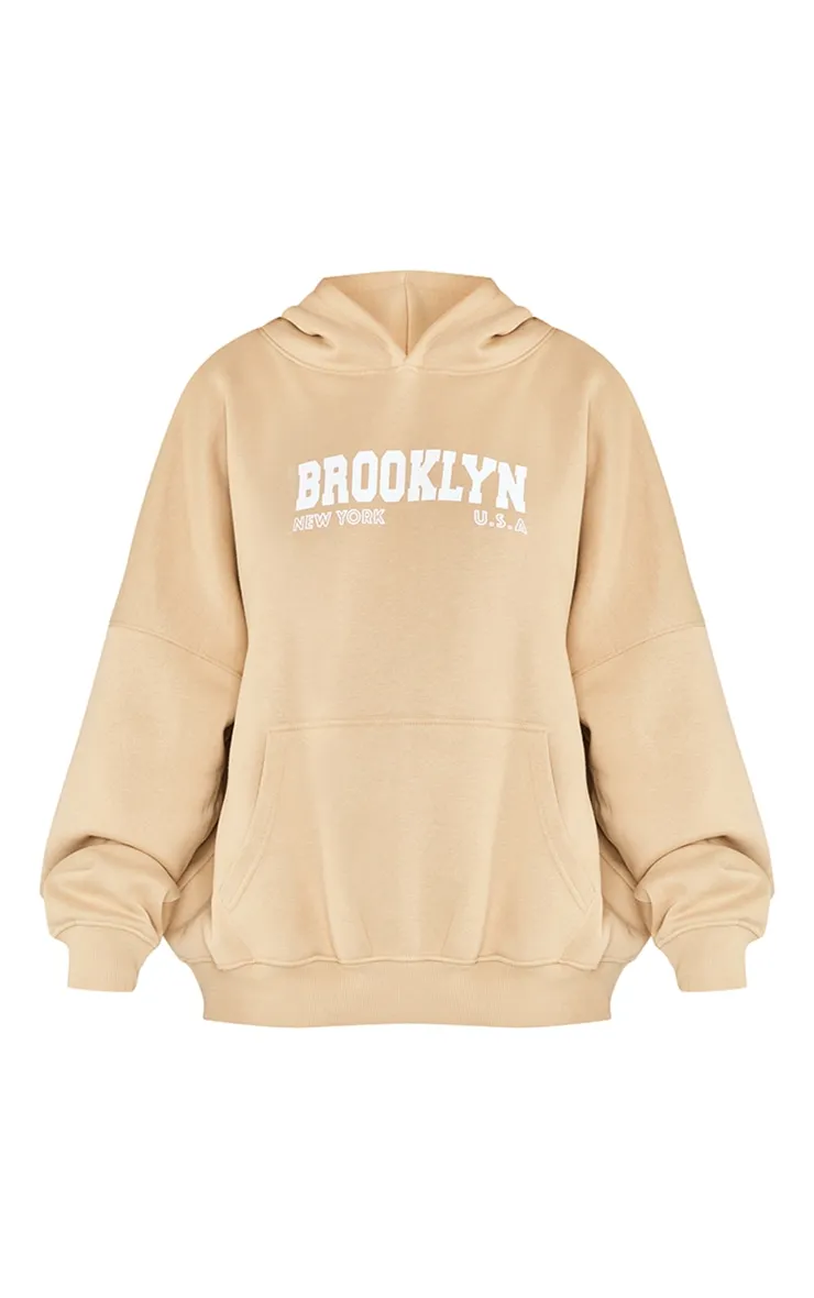 Hoodie gris pierre clair imprimé Brooklyn