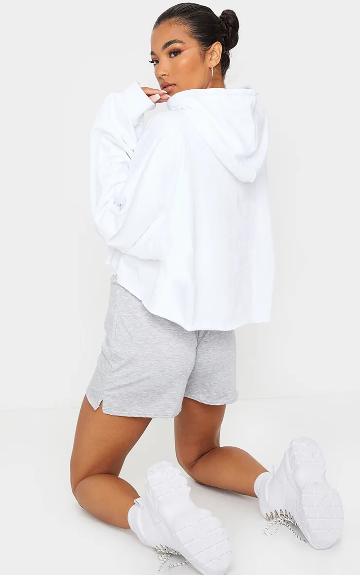 Hoodie oversize court en sweat blanc