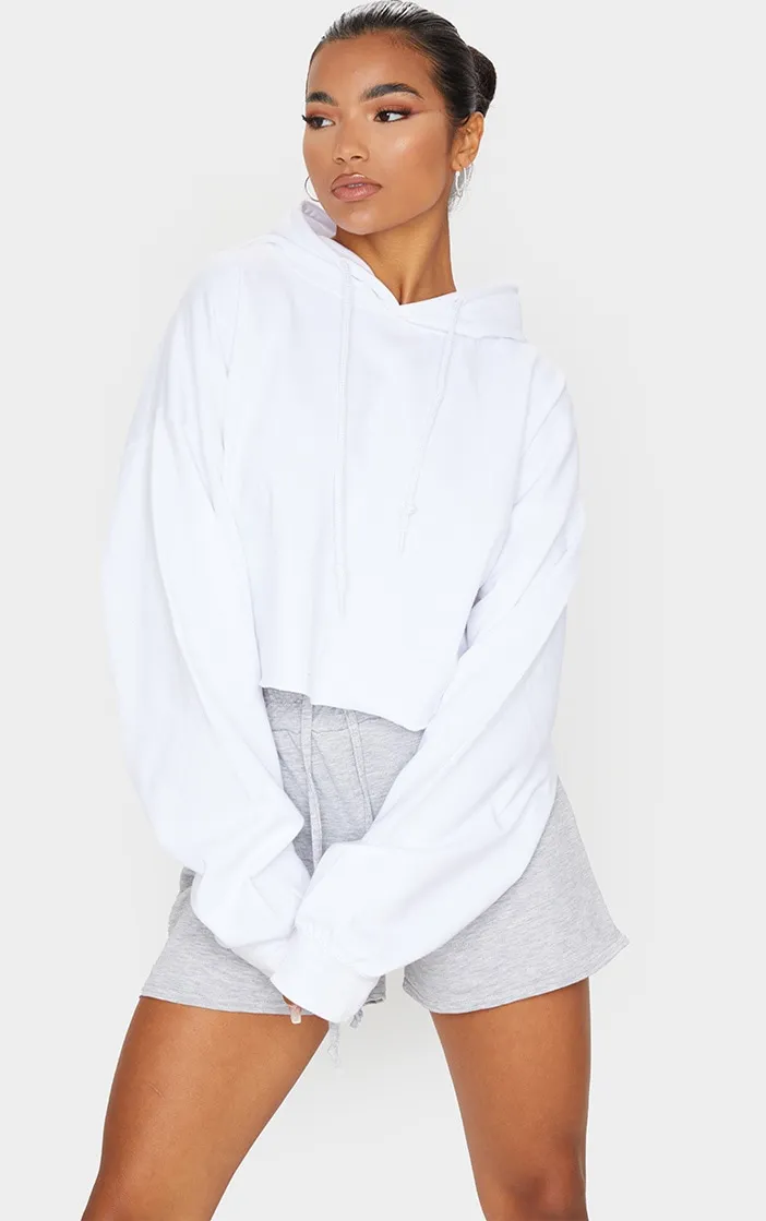 Hoodie oversize court en sweat blanc