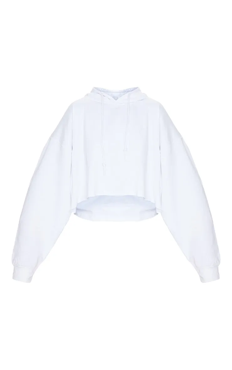 Hoodie oversize court en sweat blanc