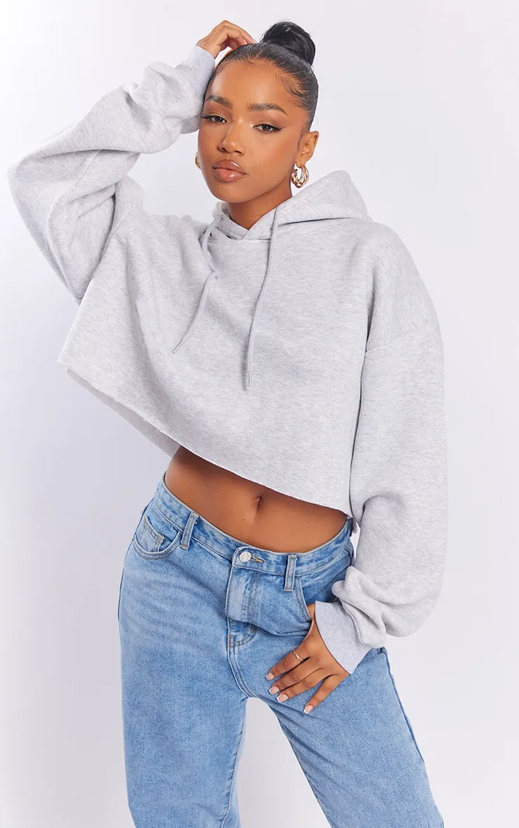 Hoodie oversize court sweat gris cendré 