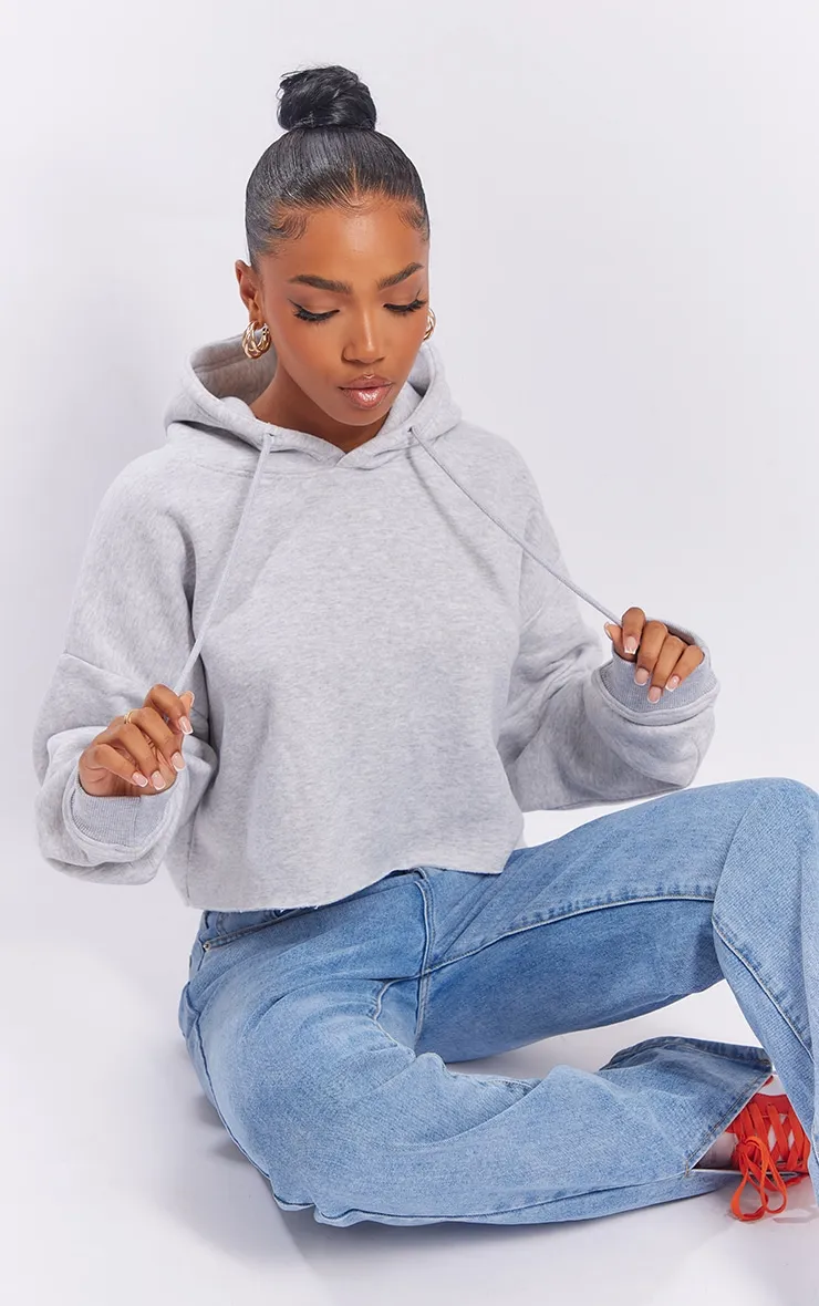 Hoodie oversize court sweat gris cendré 