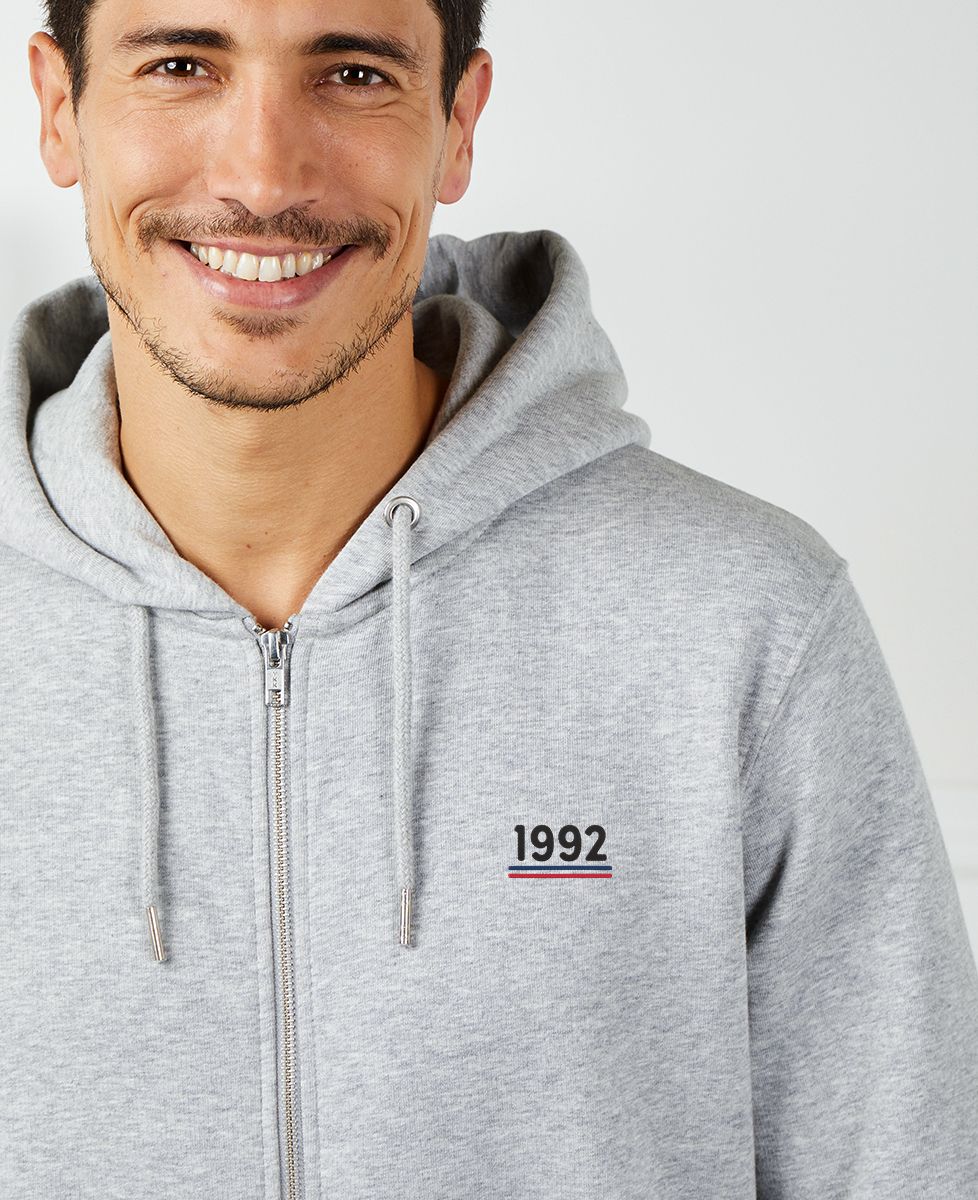 Hoodie zippé homme Année brodée personnalisée