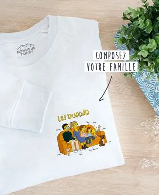 Hoodie zippé homme Famille personnalisée cartoon coeur