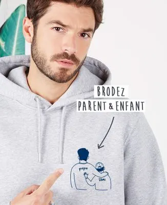 Hoodie zippé homme Parent et enfants brodé personnalisé