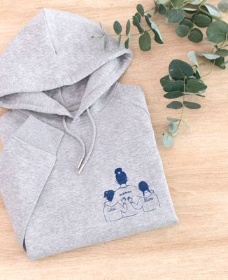 Hoodie zippé homme Parent et enfants brodé personnalisé