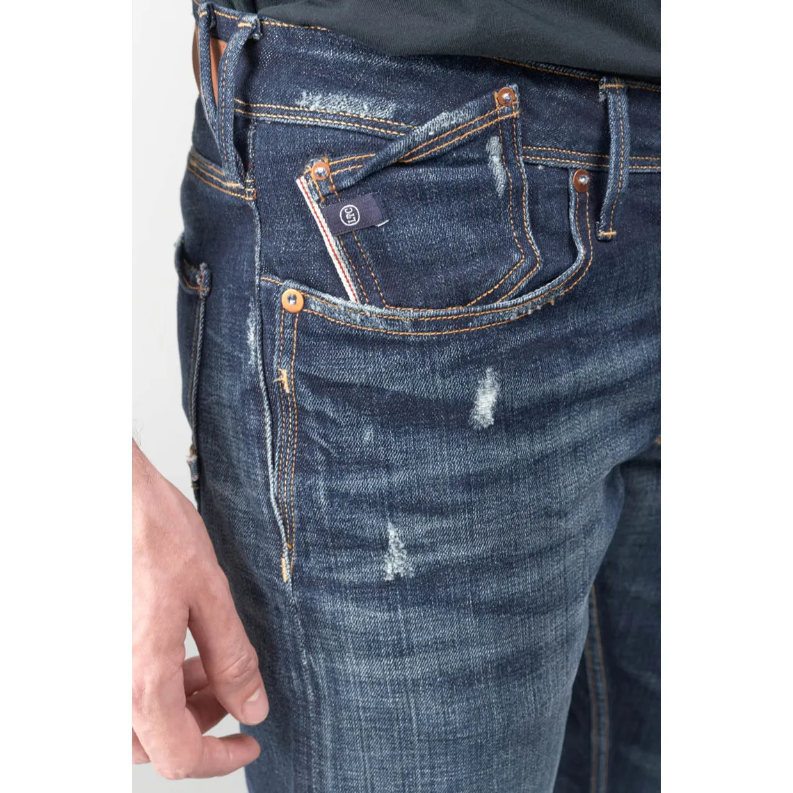 Jeans ajusté 600/17, longueur 34 bleu en coton Cole | 3 Suisses