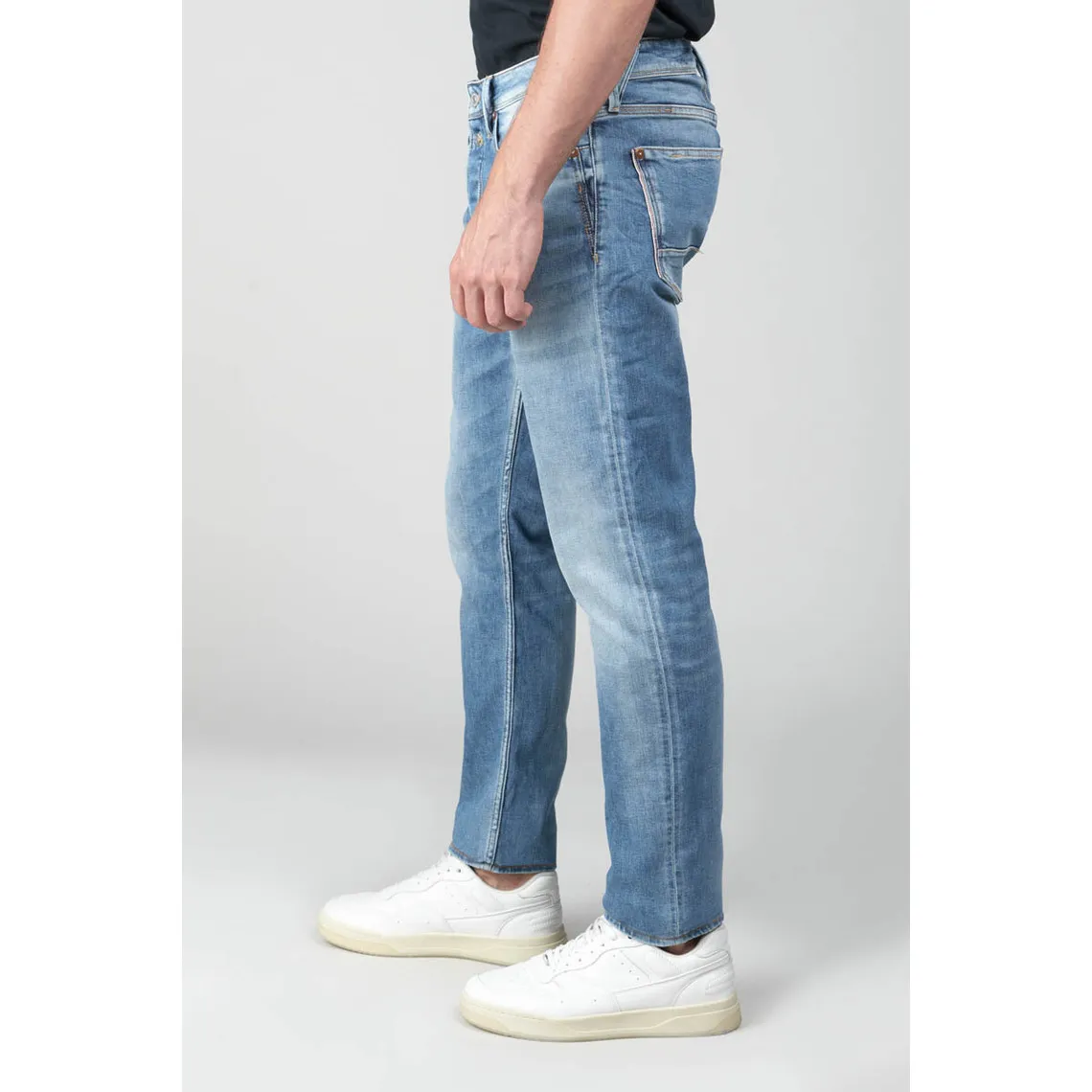 Jeans ajusté 600/17, longueur 34 bleu en coton Ilan | 3 Suisses