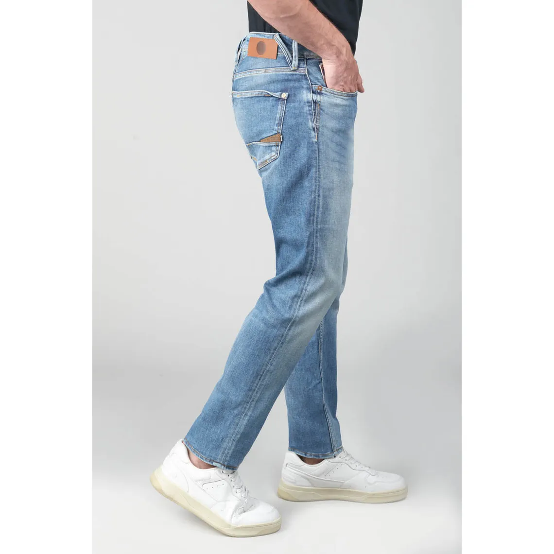 Jeans ajusté 600/17, longueur 34 bleu en coton Ilan | 3 Suisses