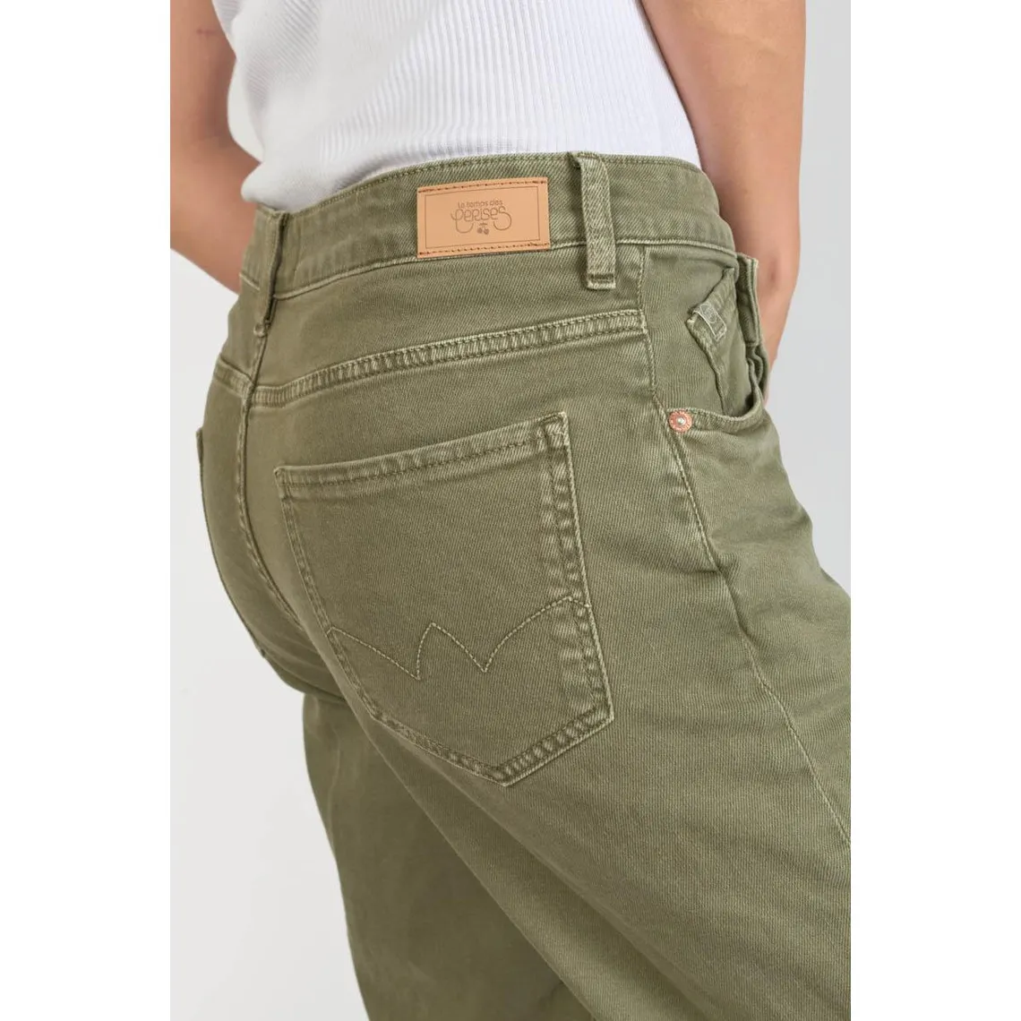 Jeans boyfit cosy, 7/8ème vert en coton Iris | 3 Suisses