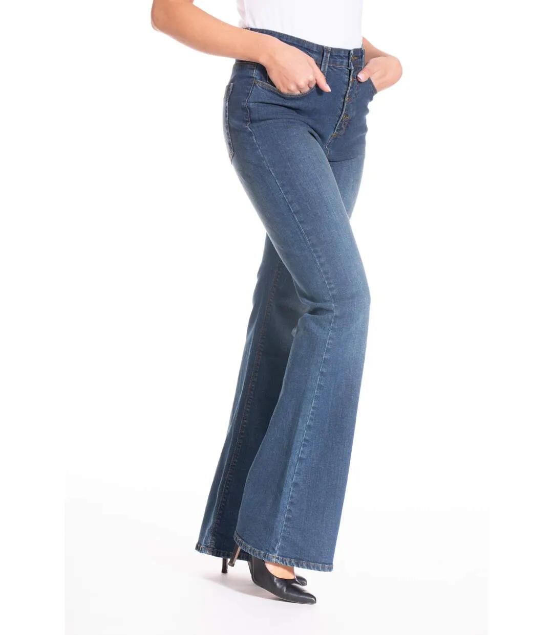 Jeans coupe bootcut denim stretch brossé ZELIA 'Rica Lewis'