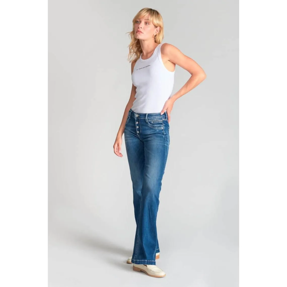 Jeans flare, très évasé , longueur 34 bleu | 3 Suisses