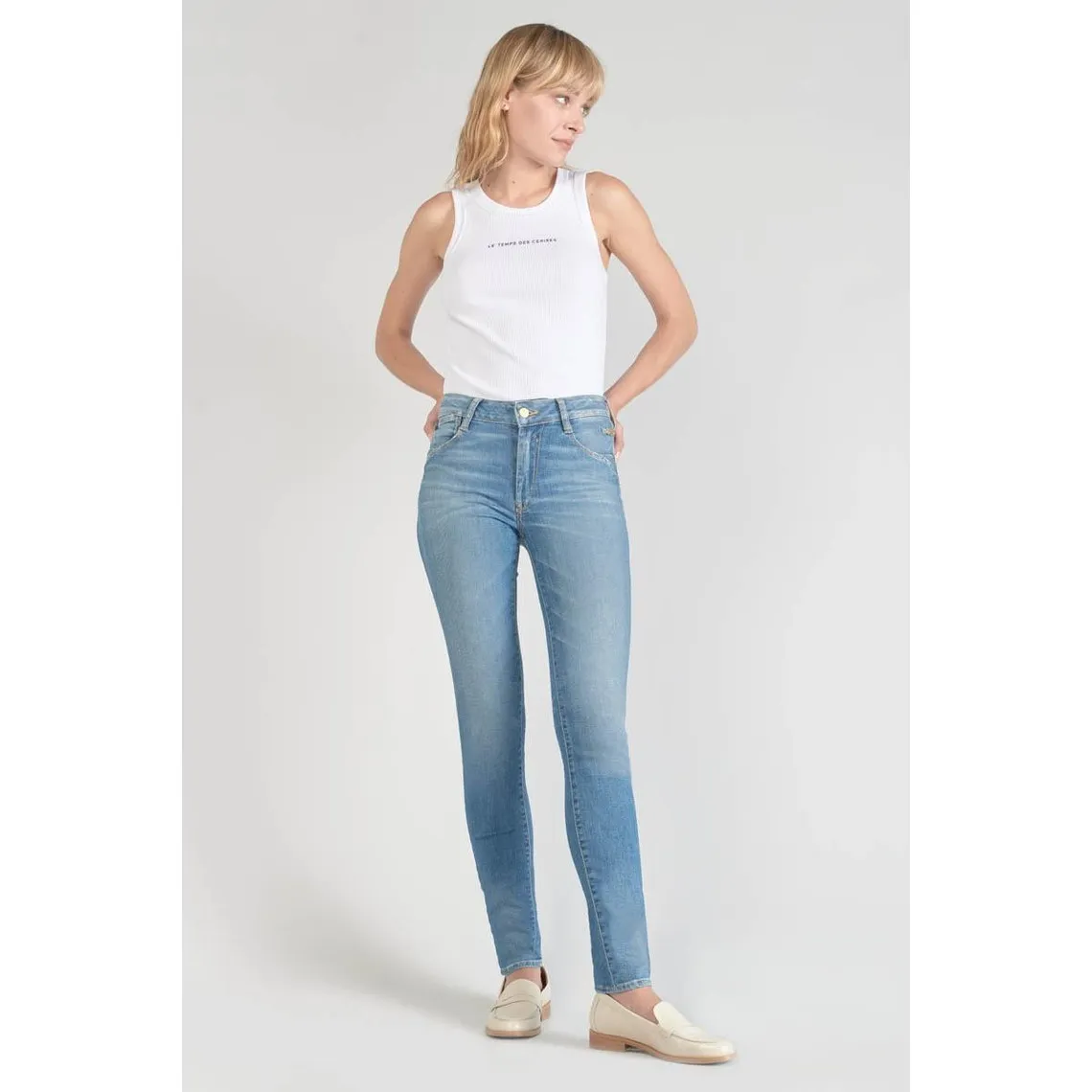 Jeans push-up slim taille haute PULP, longueur 34 bleu en coton Hope | 3 Suisses