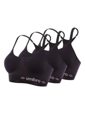 Lot de 3 brassières femme sans coutures Umbro - Noir