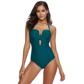 Maillot De Bain Rétro  Une Pièce Push Up Vert