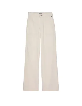 Pantalon ample femme Tommy Jeans Ref 60376 Ecru