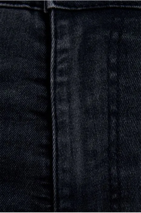 Pantalon jeans slim noir délavé avec poches arrières