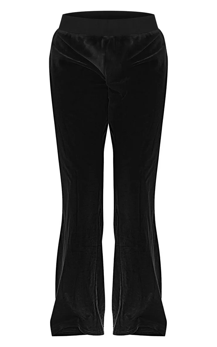 Pantalon large en velours noir strassé