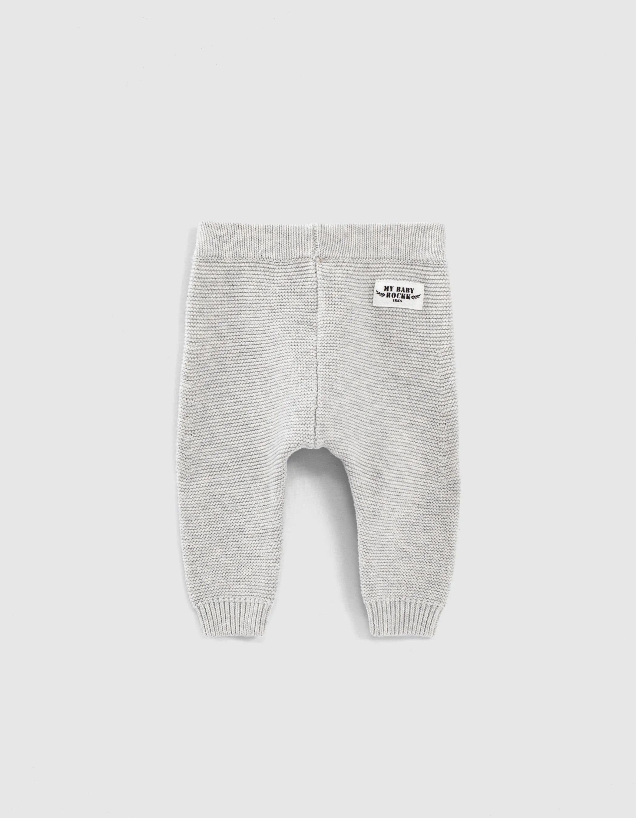 Pantalon mastic chiné en tricot coton bio bébé