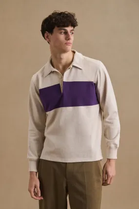 Polo Antoine écru et violet pour homme