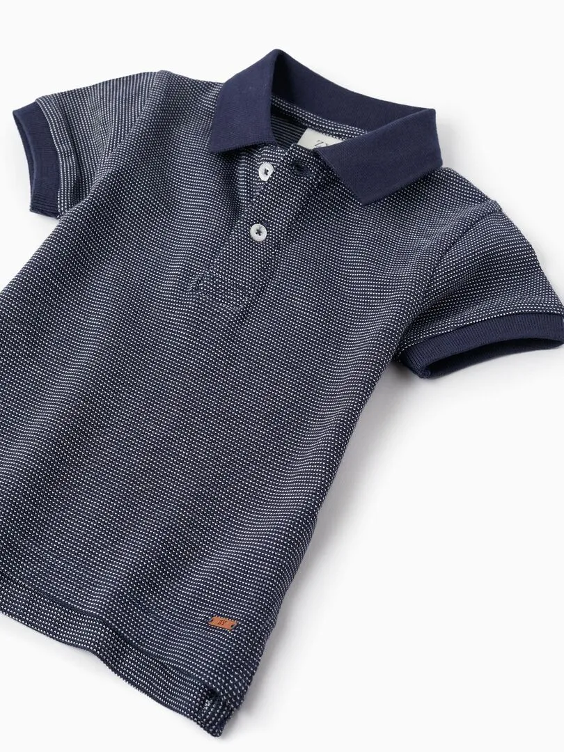 Polo en Piqué de Coton pour Bébé Garçon manches courtes ATLANTIC COMPANY - Bleu