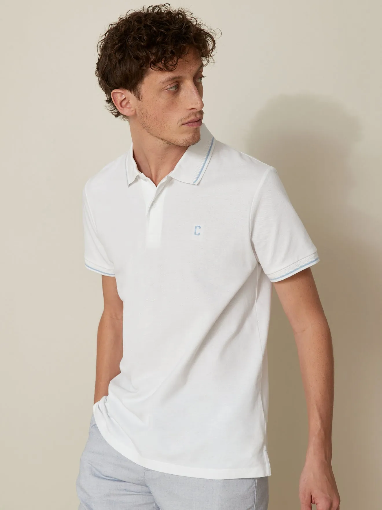 Polo maille piquée bicolore homme - coton biologique