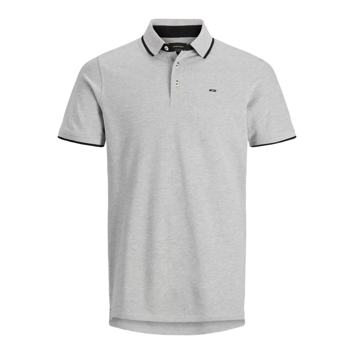 Polo Slim Fit Polo Manches courtes Gris Clair en coton Jack & Jones - Maillot de corps Homme sur MenCorner