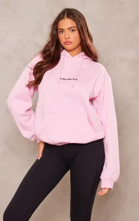 PRETTYLITTLETHING Hoodie basique oversize en sweat rose tendre