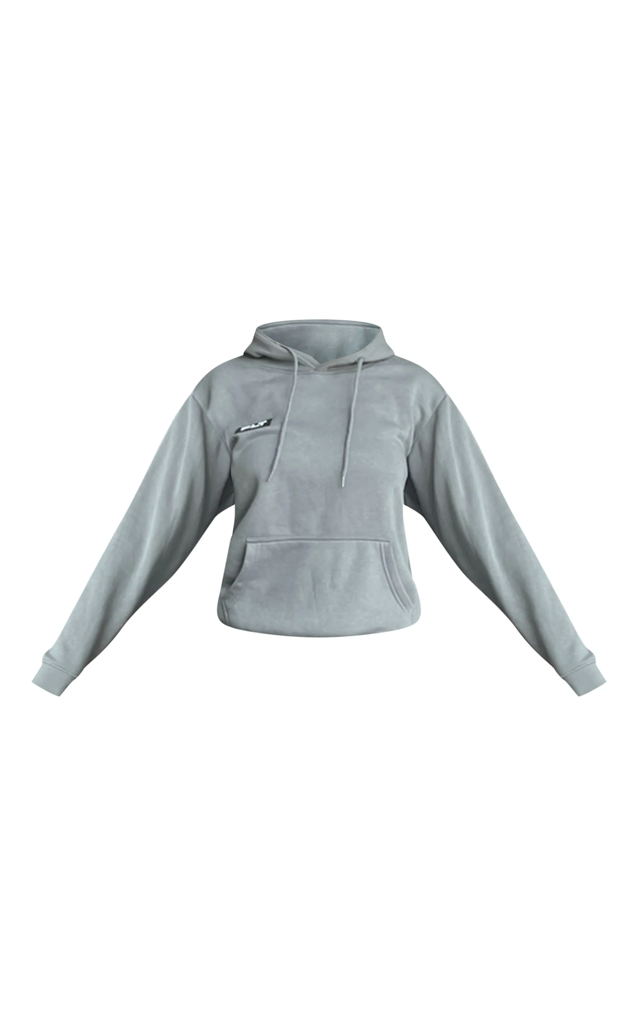 PRETTYLITTLETHING Hoodie oversize gris anthracite détail badge à logo