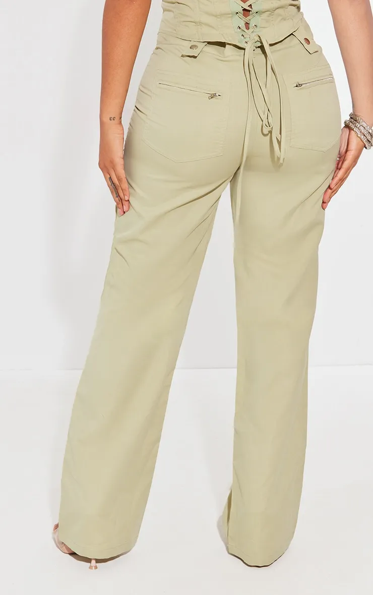 Shape Pantalon taille basse vert sauge tissé