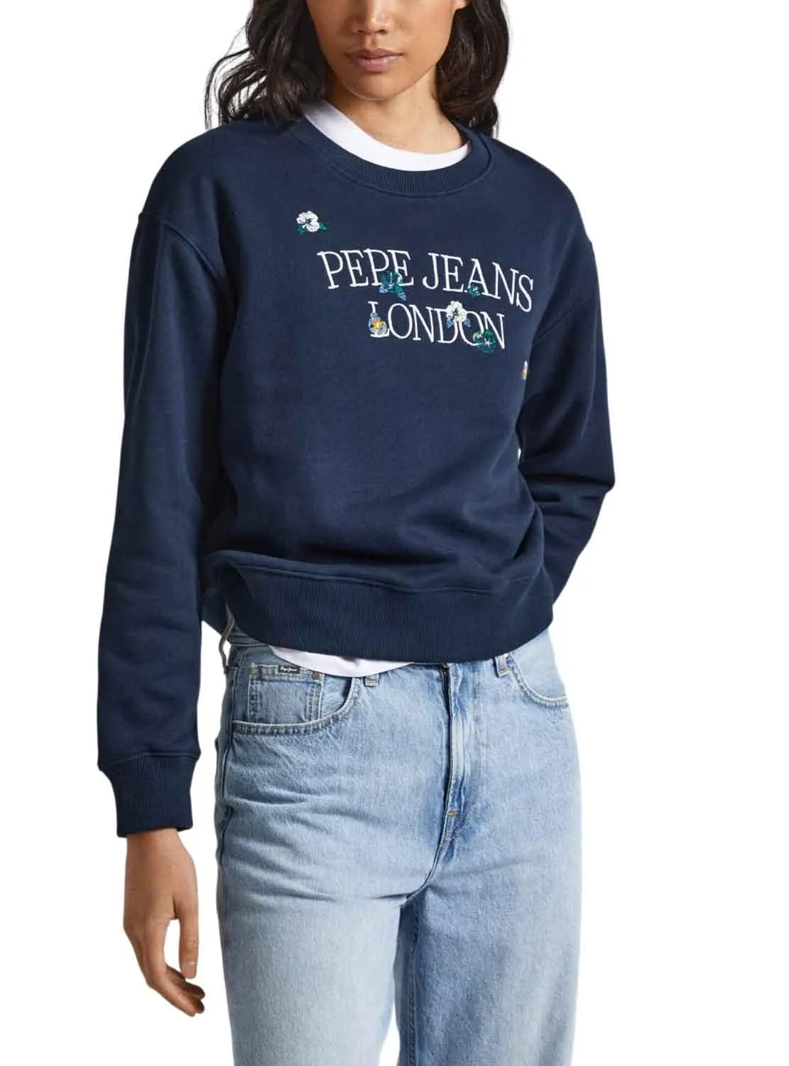 Sweat Pepe Jeans Vella Bleu Bleu Marine pour Femme